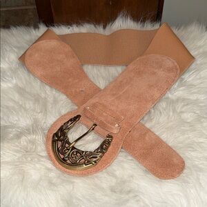 Dusty Rose vintage pink statement wide belt ornate buckle S soft girl Balletcore